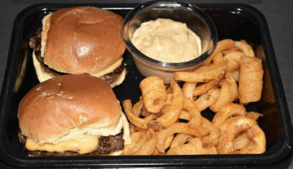 PROTEIN PLUS!  FIT MAC SLIDERS & CURLY FRIES