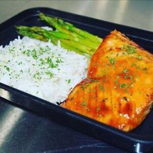 TERIYAKI SALMON JASMINE RICE WITH ASPARAGUS