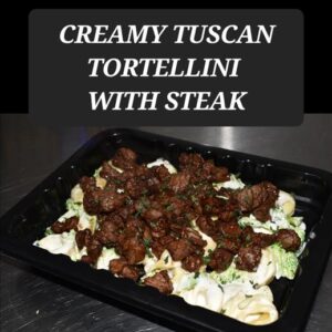 CREAMY TUSCAN TORTELLINI WITH STEAK